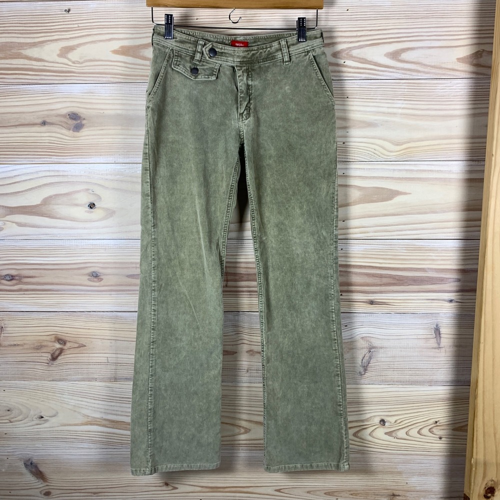 Mossimo Corduroy Pants Juniors 5 Olive Green Low Rise Bootcut Stretch Y2K
